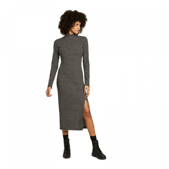Wild Fable Dresses & Skirts - NWT Striped Rib Knit Midi Dress Large Black